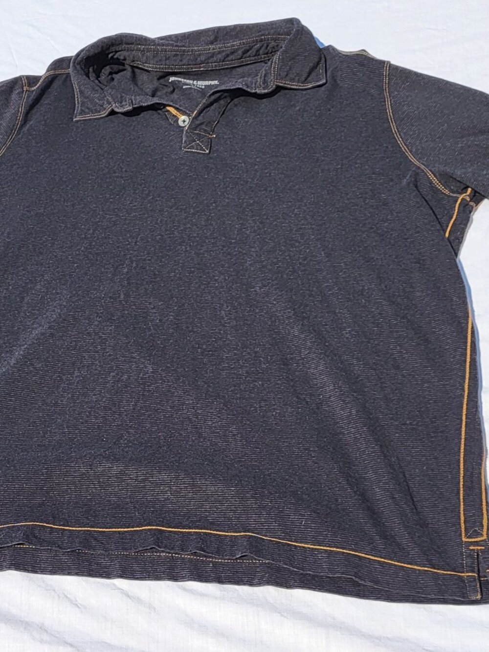 Johnston Murphy Polo Shirt Men's XL Blue Corduroy Old Money Preppy Downtown Boy
